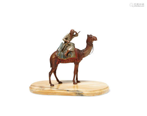 A Vienna style cold painted bronze of an Arab on a camel