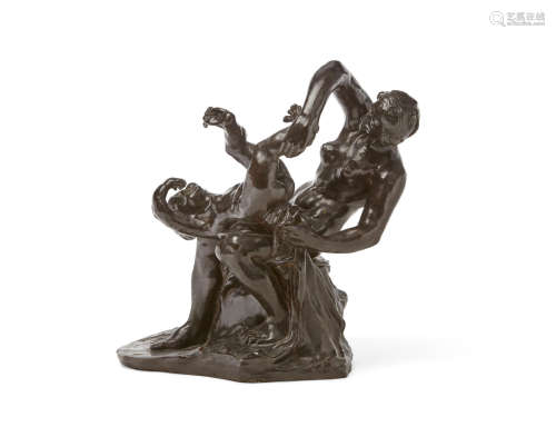 20th century A patinated bronze figural group of Mother and Childafter a model by Alfredo Pina (Italian, 1883 - 1966)