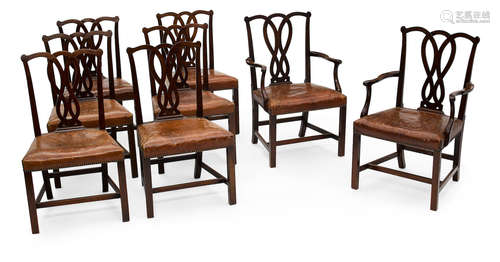 Late 18th century A set of Eight George III mahogany Dining Chairs