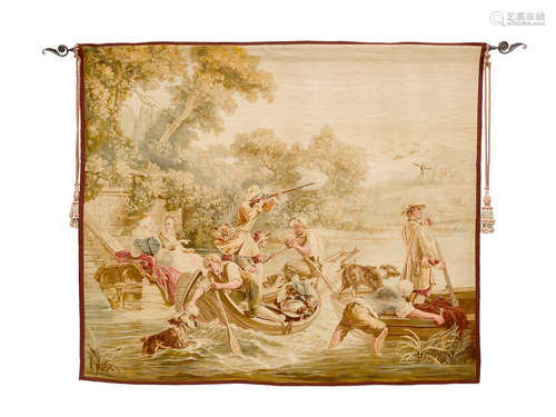 19th century A Franco-Flemish Hunt Scene Tapestry