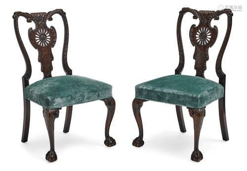 19th century A Pair of George III style mahogany side chairs