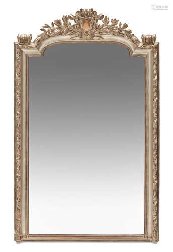 20th century A Neoclassical Style Silver Giltwood Mirror