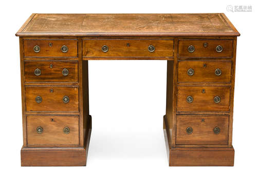 Holland & Sons, mid 19th Century A George III Style Leather Inset Mahogany Double Pedestal Desk