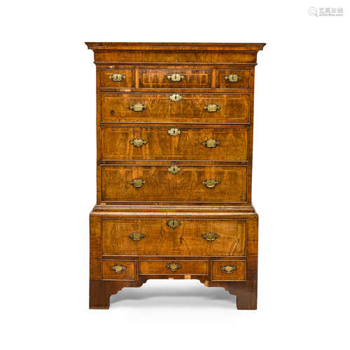 First quarter 18th century and later A George I Inlaid Walnut Chest on Stand