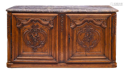 Early 18th century A Régence Marble Top carved oak buffet