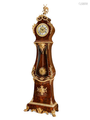 Late 19th/early 20th century A Louis XV Style Gilt Bronze Mounted Mahogany Bombé Tall Case clock