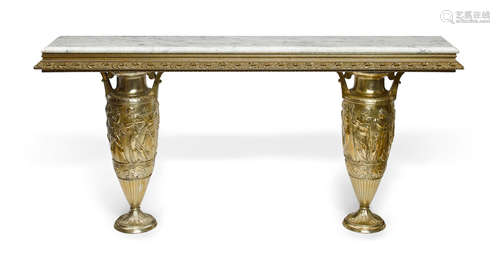 Contemporary A Neoclassical style Marble Top And Silvered Metal Console