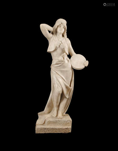 A Marble Figure of a Woman with a Tambourine