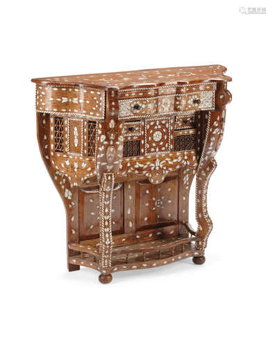 20th century A Levantine Inlaid Hardwood Console