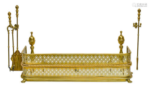 A Group of Brass Fireplace Equipment