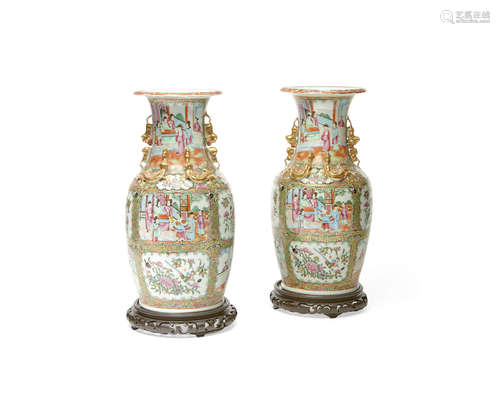 20th century  A pair of Chinese Export famille rose porcelain vases