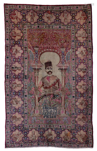 Late 19th/early 20th century A KERMAN PICTORIAL RUG