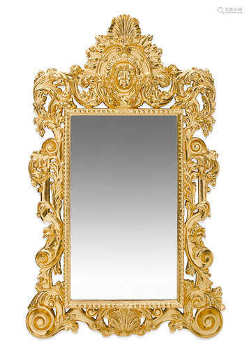 20th century A Continental Baroque Style Giltwood Mirror