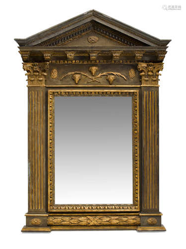 Late 19th/early 20th century A NEoclassical Style Painted and Parcel Giltwood Over Mantel Mirror