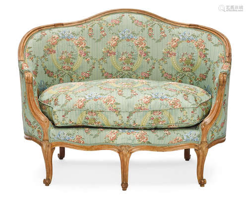 Third quarter 18th century A Louis XVI Upholstered Beechwood Canape