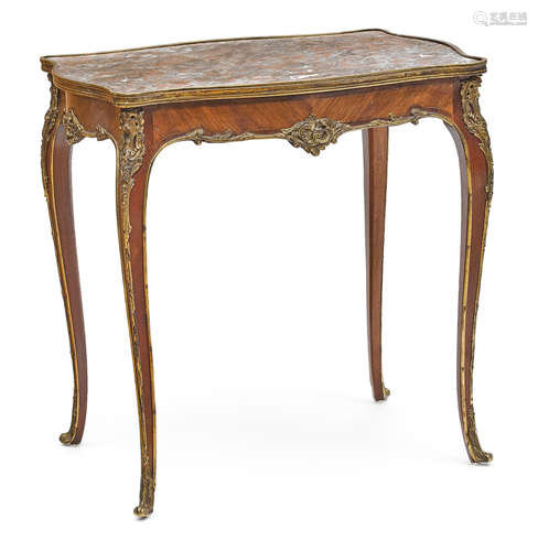 Late 19th century A Louis XV Style Marble Top Gilt Bronze Mounted Mahogany Center Table