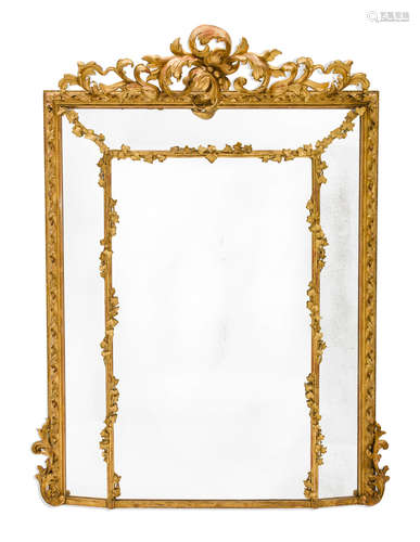 20th century An Italian Baroque style carved and giltwood mirror