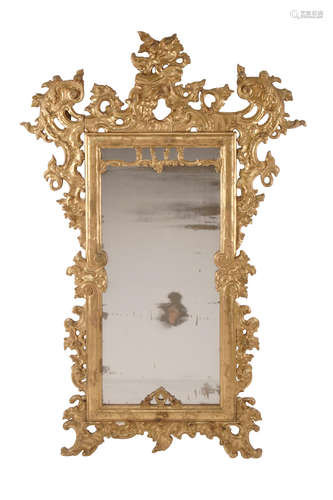 18th century A Venetian Rococo Giltwood Mirror