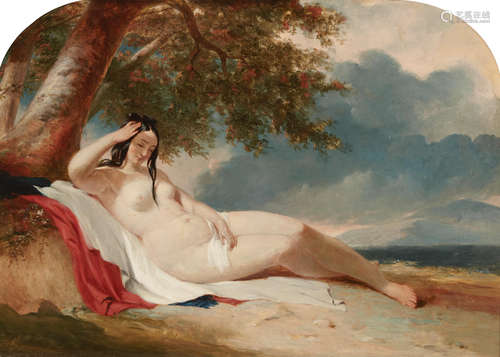 A reclining nude on the shore 10 3/4 x 15 1/4in (57.5 x 38.8cm) William Etty, RA(British, 1789-1849)