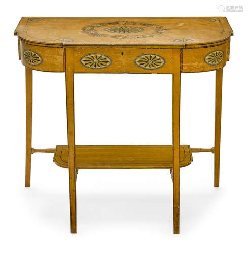 Early 20th century A George III Style Paint Decorated Faux Satinwood Console