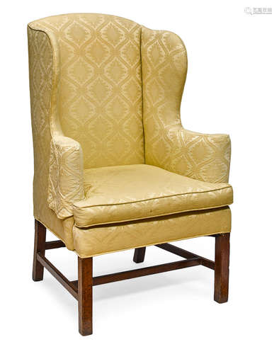 New England, third quarter 18th century A Chippendale mahogany upholstered wing chair