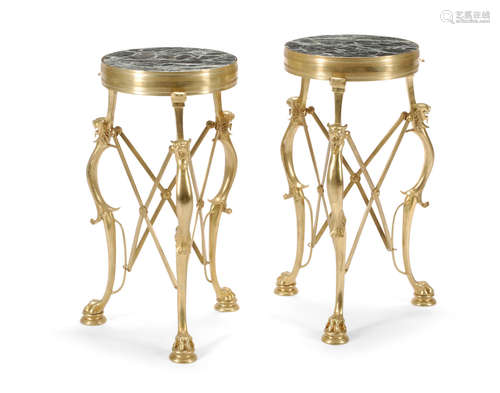 A Pair of Neoclassical style Marble Top Bronze Gueridons