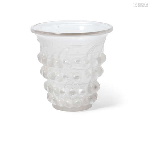 Model introduced 1930Engraved R. LALIQUE FRANCE.height 8in (20cm)  A Rene Lalique molded and frosted glass Montmorency Vase