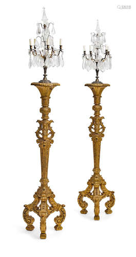 19th century A Pair of George II style giltwood torcheres