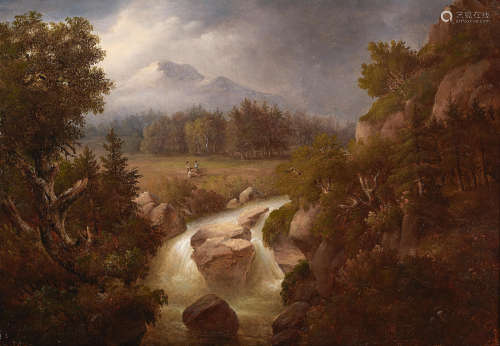 A romantic landscape 8 5/8 x 12 1/4in (22 x 31.2cm) Attributed to Johann Christian Klengel(German, 1751-1824)