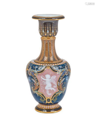 Late 19th century A Meissen pâte-sur-pâte porcelain vase