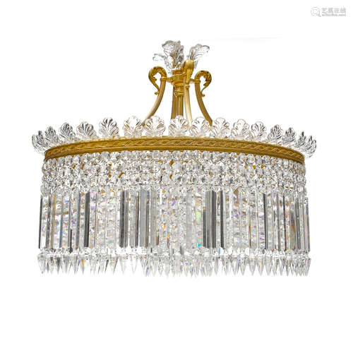 20th century A Baccarat gilt bronze and crystal Fifteen chandelier