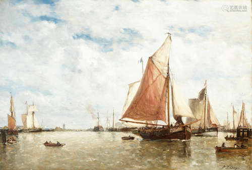 Interieur du Port d'Ostende 27 x 40in (68.6 x 101.7cm) Paul Jean Clays(Belgian, 1817-1900)