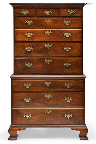 Pennsylvania, third quarter 18th century A Chippendale walnut chest on chest