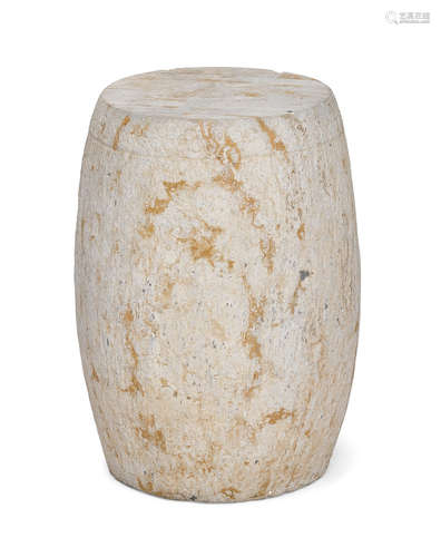 20th centuryheight 16in (40.6cm); diameter 12in (30.4cm)  Stone Barrel Form Stool