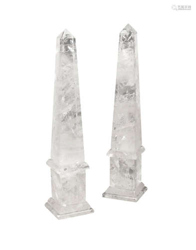 A Pair of Rock Crystal Obelisks