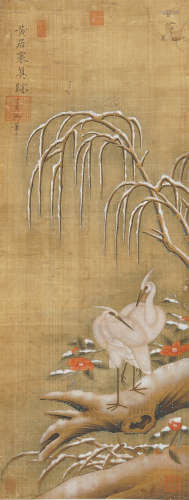 黄居寀 双禽 设色绢本 立轴