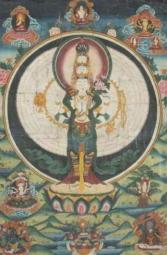 Thangka der Avalokiteshvara Sahasra-Bhuja