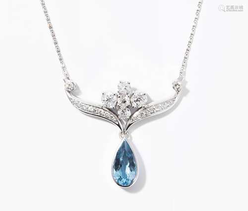 Aquamarin-Diamant-Collier