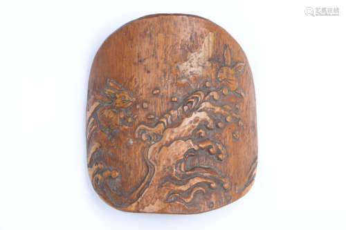 A Chinese Carved Bamboo Arm Rest