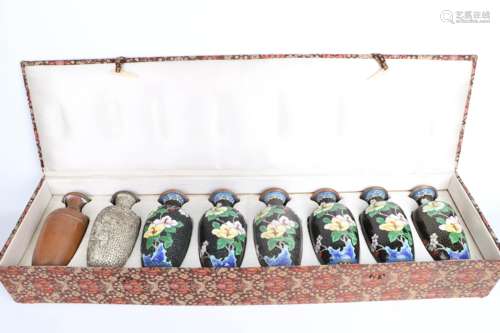 A Set of 8 Chinese Cloisonné Snuff Bottle