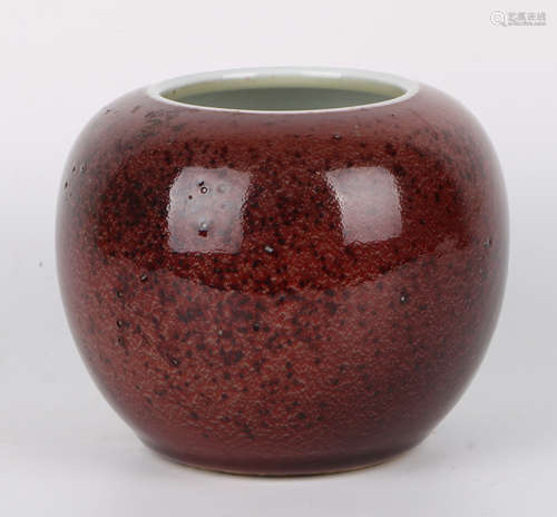 A Chinese Red Glazed Porcelain Water Pot