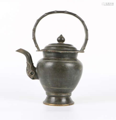 A Chinese Carved Tin Water Pot