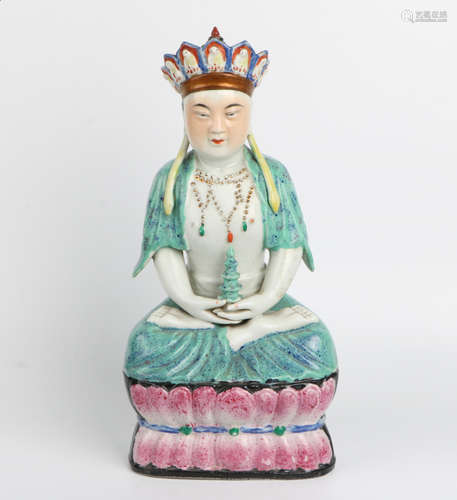 A Chinese Famille-Rose Porcelain Buddha