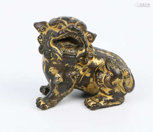 A Chinese Gilt Bronze Foo-Dog