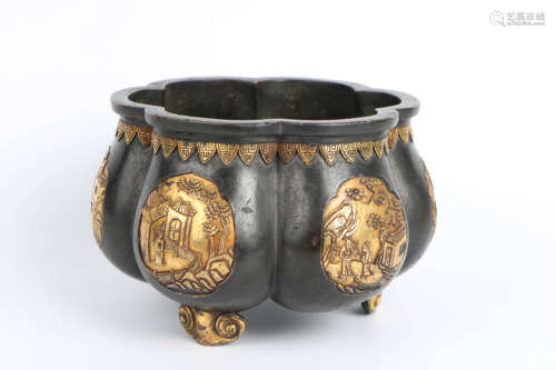 A Chinese Gilt Bronze Incense Burner