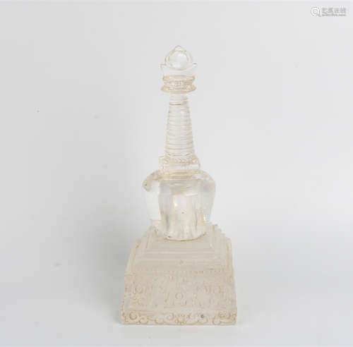 A Chinese Carved Crystal Tower