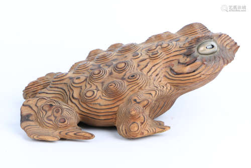 A Chinese Carved Wood Toad