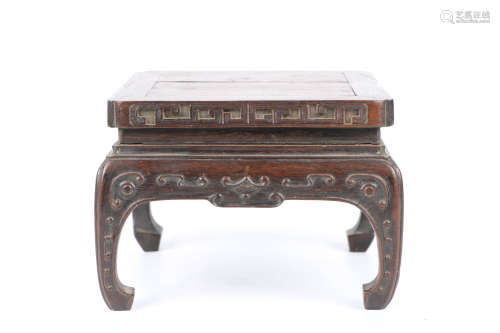 A Chinese Carved Zitan Square Stand