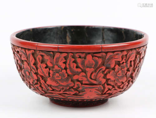 A Chinese Carved Tixi Lacquer Bowl