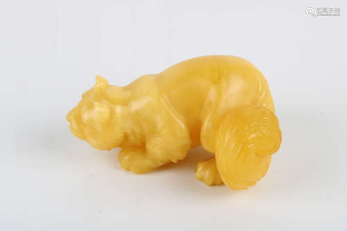 A Chinese Carved Amber Squirrel